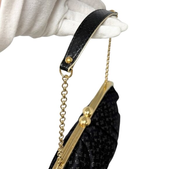 LOUIS VUITTON Vintage Monogram Aumoniere Mini Evening Bag Black Satin [106329] - Picture 10 of 12